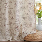jinchan Floral Linen Curtains for Living Room 96 Inch Length Brown Flower - Image 6