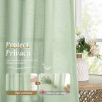 LAMIT Natural Linen Curtains for Bedroom, 72 Inch Faux Linen Textured Light - Image 5
