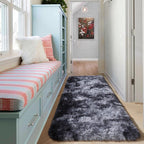 ONASAR Runner Rugs for Bedroom Living Room, Fluffy Tie-Dyed Dark Grey 2x6 - Image 7