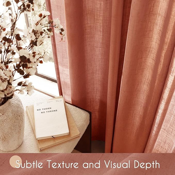 80 inch Linen Terracotta Curtains 2 Panels - Image 4