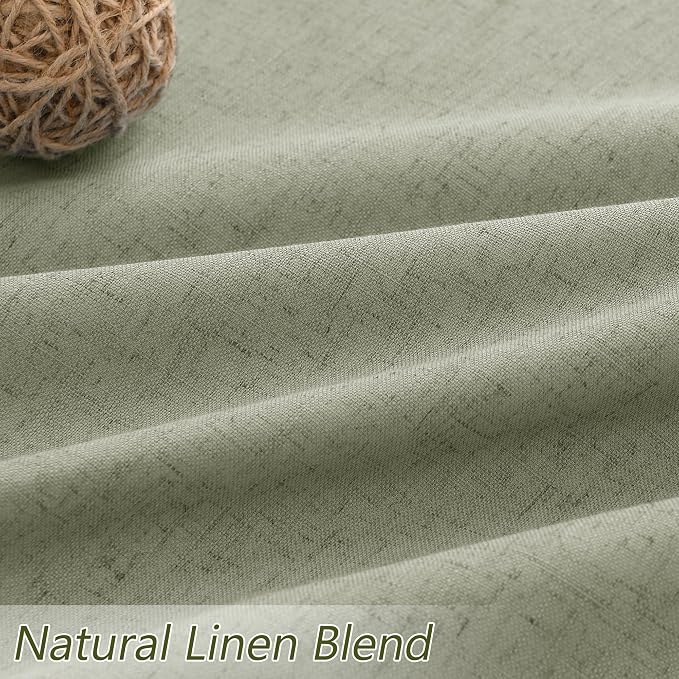 Sage Green 100% Blackout Linen Curtains 120 Inch Length 2 Panels Set - Image 5