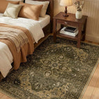Area Rugs 3'x5' Washable Non-Slip, Floral Vintage Distress Print Pattern by RELEANY