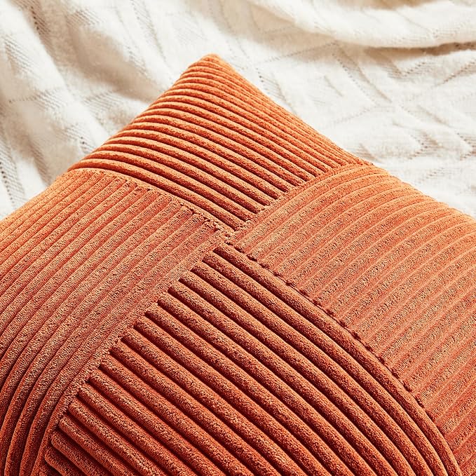 Fancy Homi Set of 2 Burnt Orange Lumbar Decorative Throw Pillow Covers 16x26 - Image 3