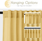 Gold Curtains for Living Room Back Tab Modern Farmhouse Semi Sheer Curtains 84 - Image 2