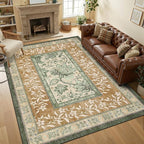 GarveeHome Terracotta Olive Sage Green Washable 5x7 Area Rugs, Botanical Grove - Image 3