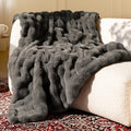 Ultra Soft Cozy Faux Fur Throw Blanket-Fuzzy Plush Thick Bubble Blanket by blunique