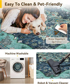 RELEANY Area Rugs 8ft Washable Non-Slip, Floral Vintage Distress Print Pattern - Image 5