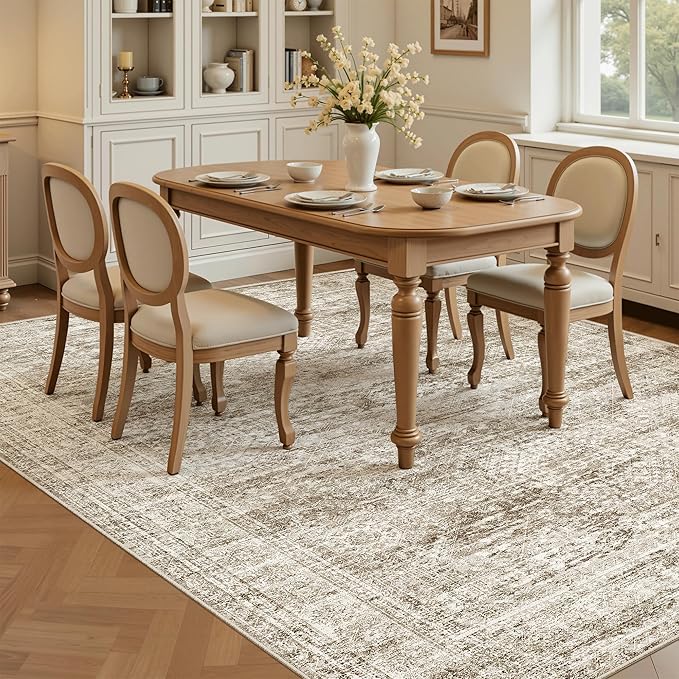 7x9 Area Rug for Living Room Washable Abstract Vintage Soft Thin Indoor Floor - Image 3