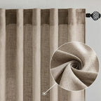 MIULEE Taupe Grey Linen Curtains 90 Inch Long 2 Panels - Image 2