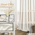 Cream 100% Blackout Linen Curtains 63 Inch Length 2 Panels Set - Image 7
