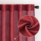 MIULEE Burgundy Red Linen Curtains 72 Inch Length - Image 2