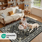 8x10 Area Rugs for Living Room: Washable Rug Soft Vintage Boho Medallion Carpet - Image 9