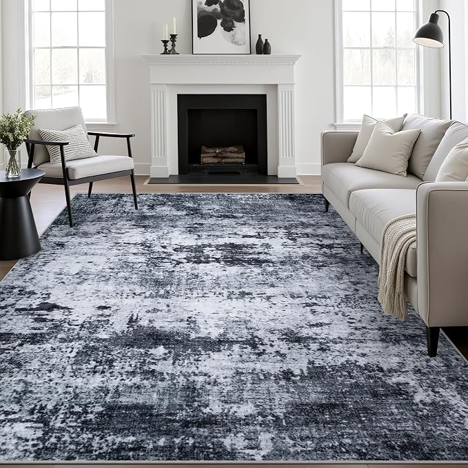 5x7 Area Rug Living Room Rug: Washable Modern Abstract Soft Thin Rug Indoor by FXRHLP