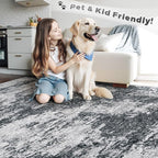 Area Rugs 10x14 Living Room: Washable Rug Modern Abstract Neutral Soft Non-Slip - Image 5