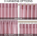 Rose Linen 96 Inch Long Curtains Panels 2 Panel Set - Image 2