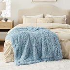 Bedsure GentleSoft Fluffy Light Sky Blue Throw Blanket, Dusty Baby Blue Decor - Image 6