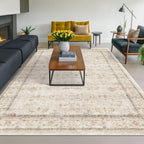 Hazo Haus Ivory 5x8 Area Rug for Bedroom, Home Office, Washable Non Slip by HazoHaus