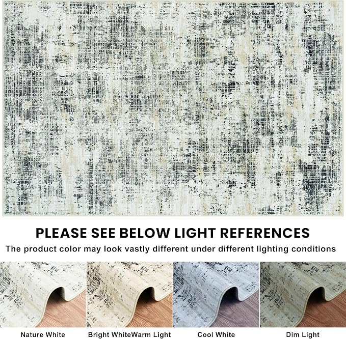 6x9 Area Rugs for Living Room Washable Rug: Anti-Skid Abstract Modern Living - Image 8