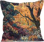 Rustic William Morris Inspired Autumn Forest Decor Throw Pillow Covers 18x18 by Unknown