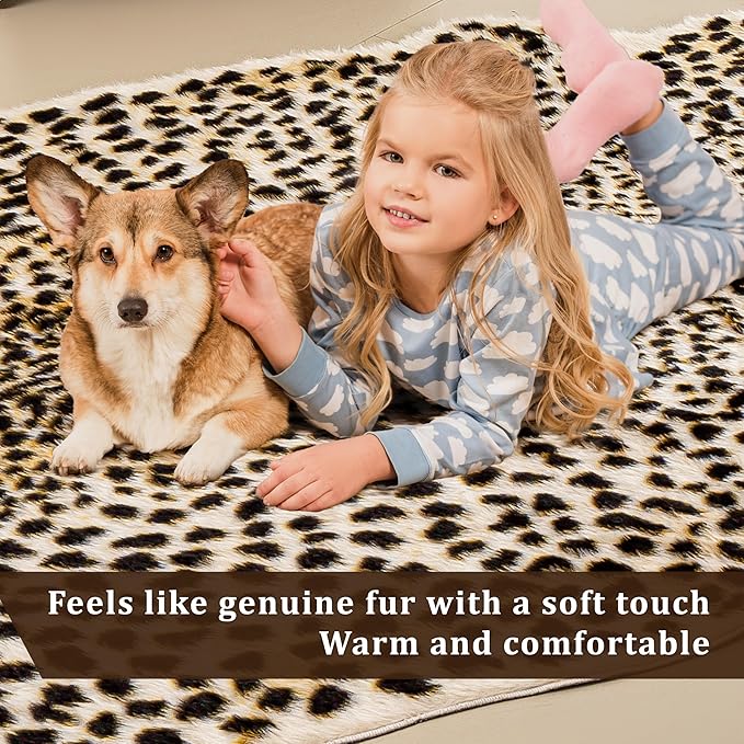 Oversized Cheetah Print Rug, Large Leopard Rug 6.2x8.2 Feet Faux Animal Print - Image 5