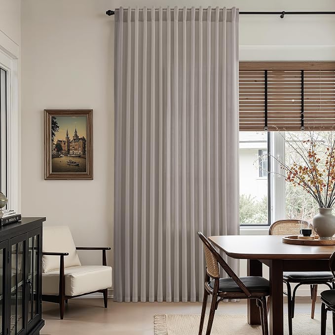 Nanspring Stone Grey Linen Curtains 84 Inch Length 2 Panels Set - Image 6