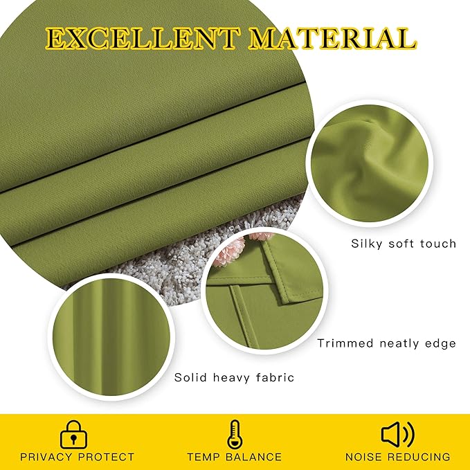 NICETOWN Fresh Green Room Darkening Curtains 102 inch Length, Grommet Energy - Image 4