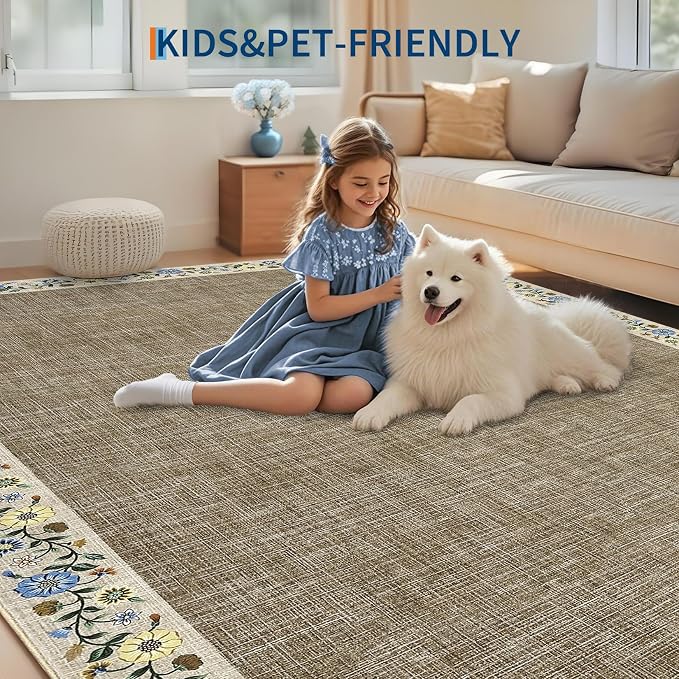 GarveeHome 4x6 Area Rugs for Bedroom Living Room Machine Washable Rugs Floral - Image 7