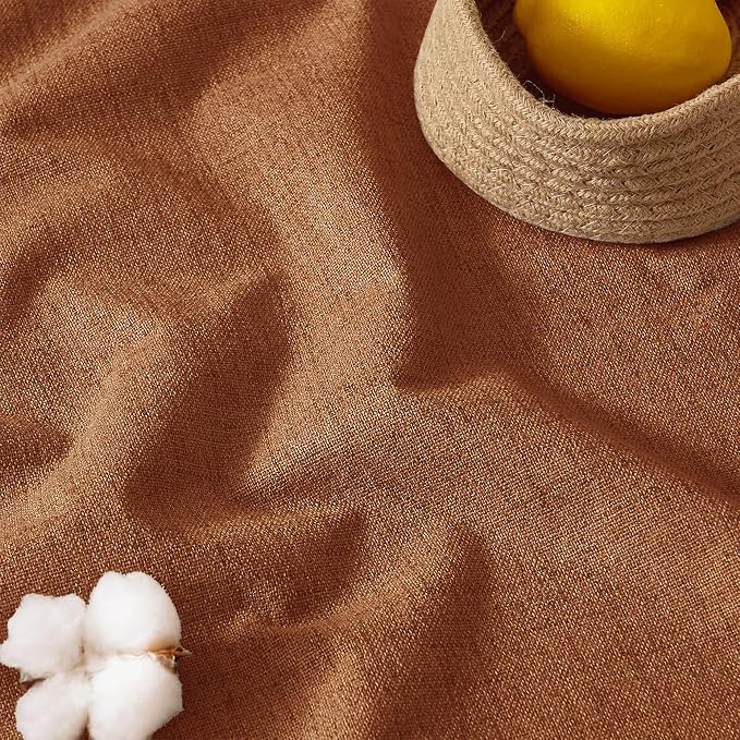 RYB HOME Burnt Orange Total Blackout Curtains Linen Texture, Rustic Fall - Image 8