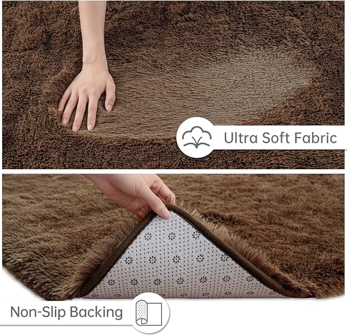 Goideal Fluffy Runner Rug for Bedroom Living Room, 2x6 Brown Bedside Rugs - Image 6