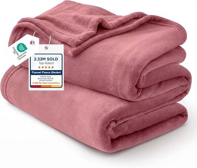 Bedsure GentleSoft Fleece Bed Blankets Queen Size Dusty Rose by BEDSURE