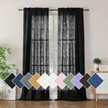 Simplebrand Black Semi Sheer Curtains 96 Inches Long 2 Panels, Light Filtering by Simplebrand