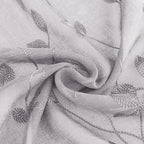 HOMEIDEAS Light Grey Sheer Curtains 52 X 84 Inches Length 2 Panels Embroidered - Image 6