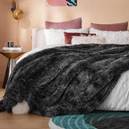 Bedsure GentleSoft Fluffy Tie Dye Black King Size Blanket - Image 5