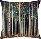 Rustic William Morris Inspired Autumn Forest Decor Pillow Covers 18x18 by Unknown