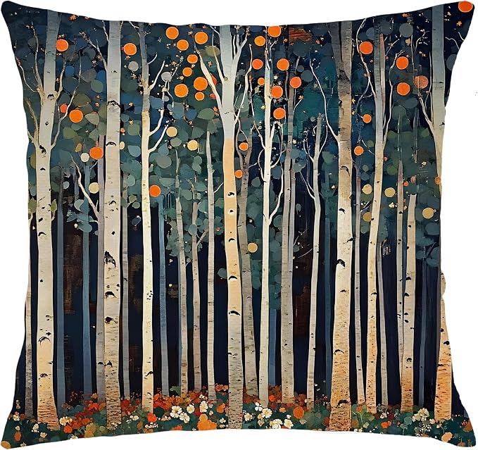 Rustic William Morris Inspired Autumn Forest Decor Pillow Covers 18x18 by Unknown