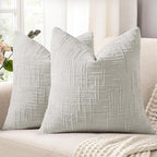 decorUhome Light Grey Chenille Euro Sham Throw Pillow Covers 26x26 Set of 2 by decorUhome