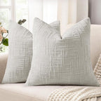 decorUhome Light Grey Chenille Throw Pillow Covers 20x20 Set of 2 Textured Soft by decorUhome