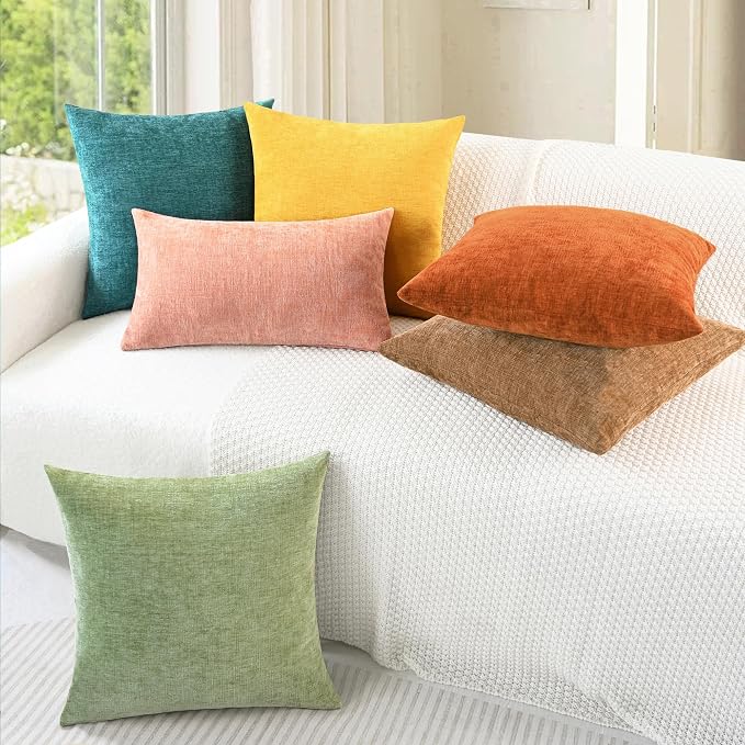 CaliTime Throw Pillow Covers Decorative 26 X 26 Inches Pack of 2 Cozy Chenille - Image 4