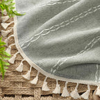 Boho Blackout Curtains 90 Inches Long Sage Green Linen Blend 2 Panels - Image 4