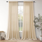 Tan Linen Curtains 96 Inches Long by Nanspring