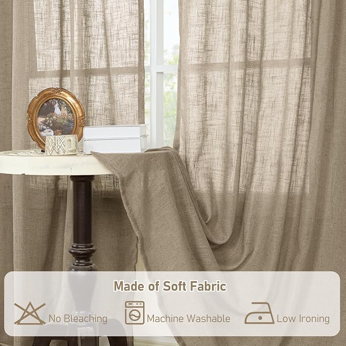 LAMIT Taupe Linen Curtains 72 Inch Length - Image 9
