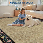 GarveeHome Washable Living Room Rug 9x12 Floral Bordered Area Rugs Soft Thin - Image 7