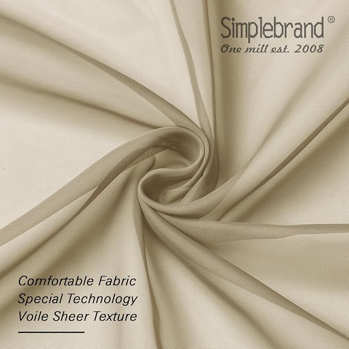 Simplebrand Taupe Sheer Curtains 96 Inches Long, Light Filtering Light Brown - Image 6