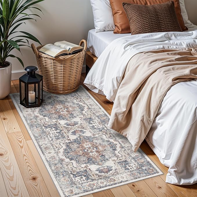 2x4 Washable Kitchen Runner Rug: Vintage Non-Slip Low Pile Entryway Area Rugs - Image 3