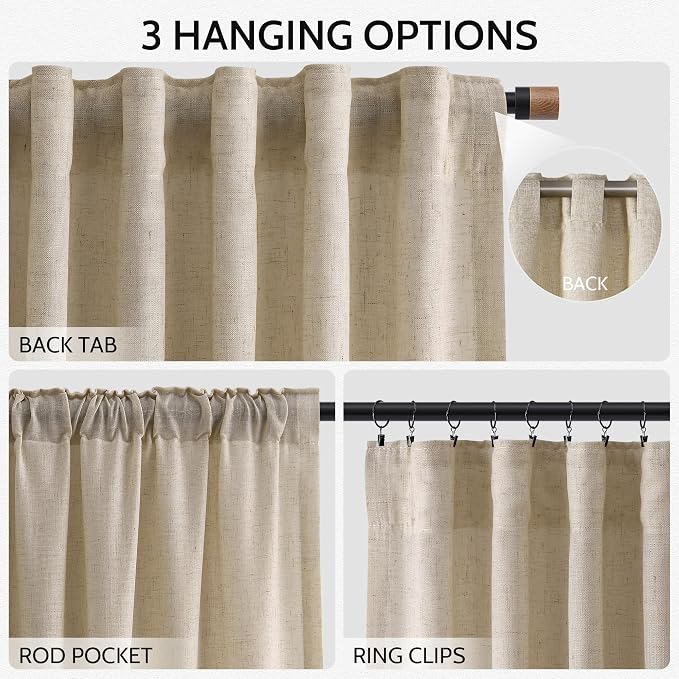 Nanspring Taupe Burlywood Curtains 63 Inch Length - Image 2