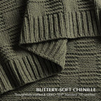 EVERGRACEHOME Modern Checkered Chenille Throw Blanket, Soft Cozy Plaid Knitted - Image 3