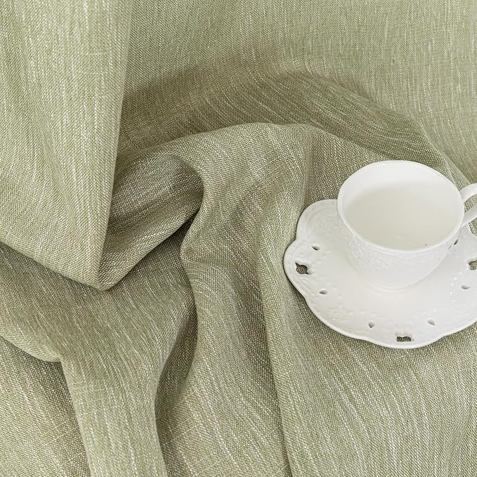 MYSKY HOME Sage Green Sheer Curtains Short Window Treatment Panels Light - Image 8