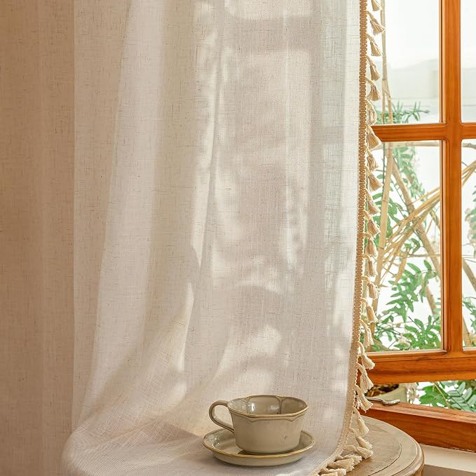 MYSKY HOME Natural Boho Sheer Curtains by MYSKYHOME