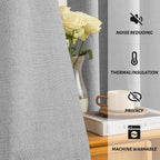 Yakamok Dove Grey Linen Curtains 100% Blackout 96 Inches Long, Room Darkening - Image 5
