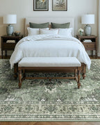 Area Rugs 10'x14' Washable Non-Slip, Floral Vintage Distress Print Pattern - Image 3
